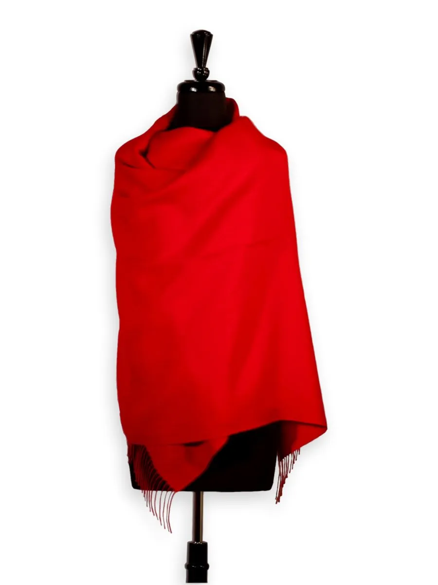 100% Baby Alpaca Shawl in Solid Color - Crimson Red