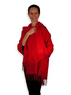 100% Baby Alpaca Shawl in Solid Color - Crimson Red