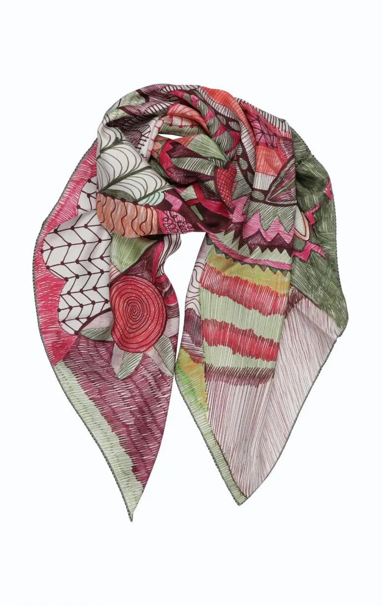 100% Silk Abstract Scarf