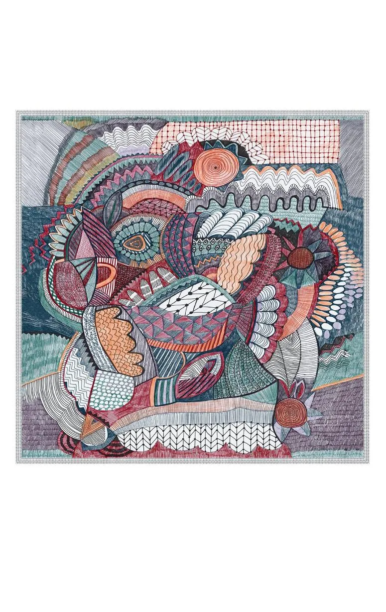 100% Silk Abstract Scarf