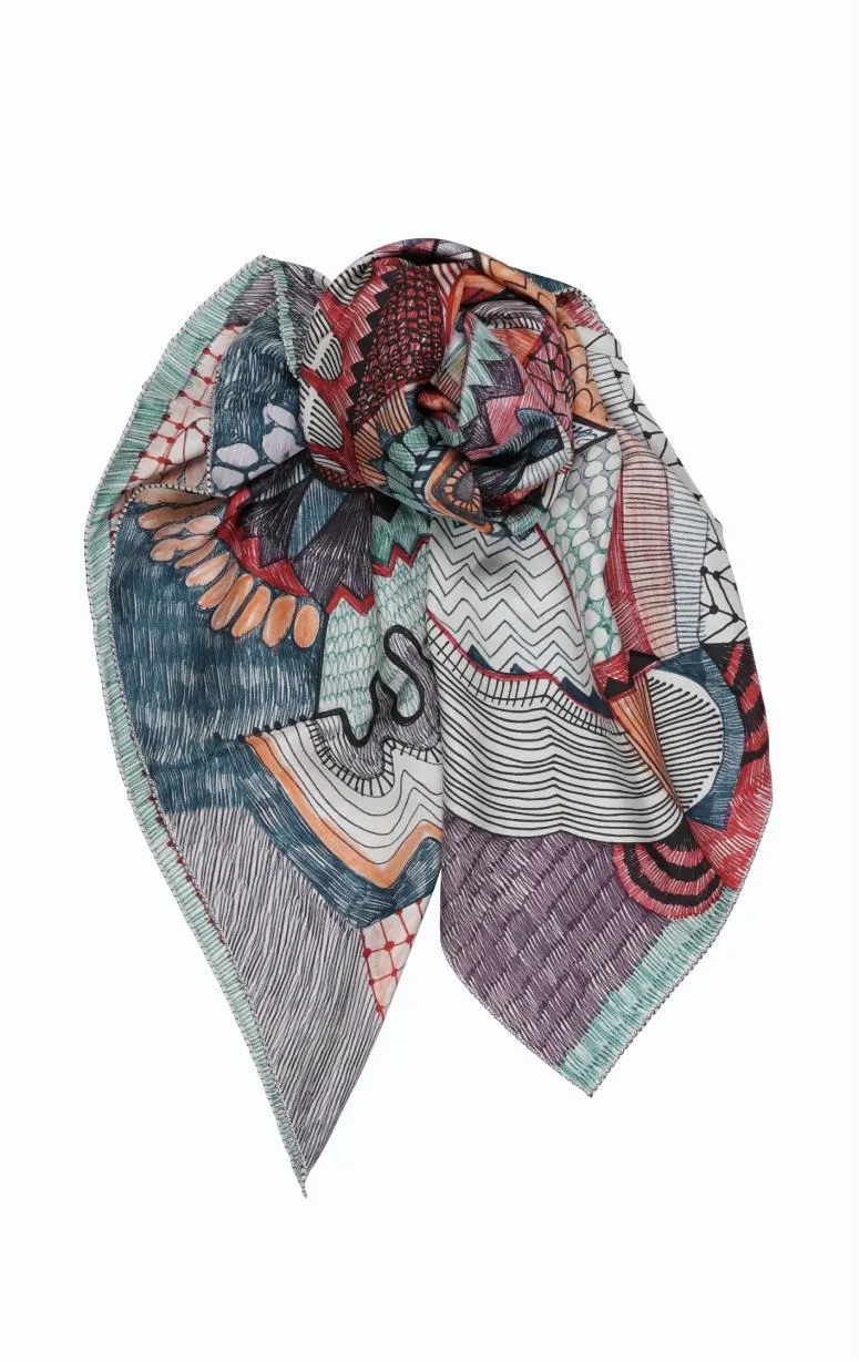 100% Silk Abstract Scarf