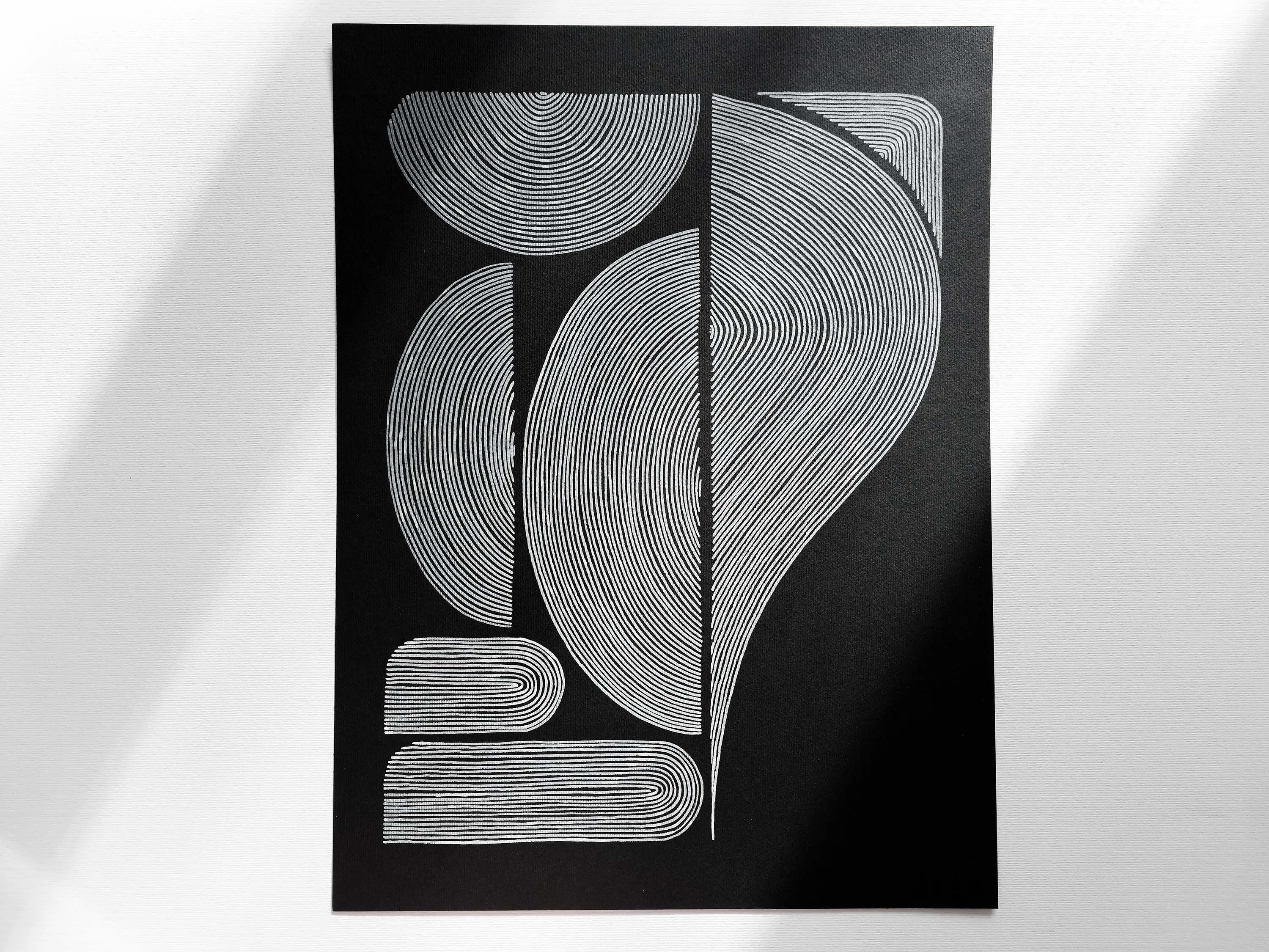 №11 Black and white geometric abstract line shapes artwork for New home gift UNFRAMED