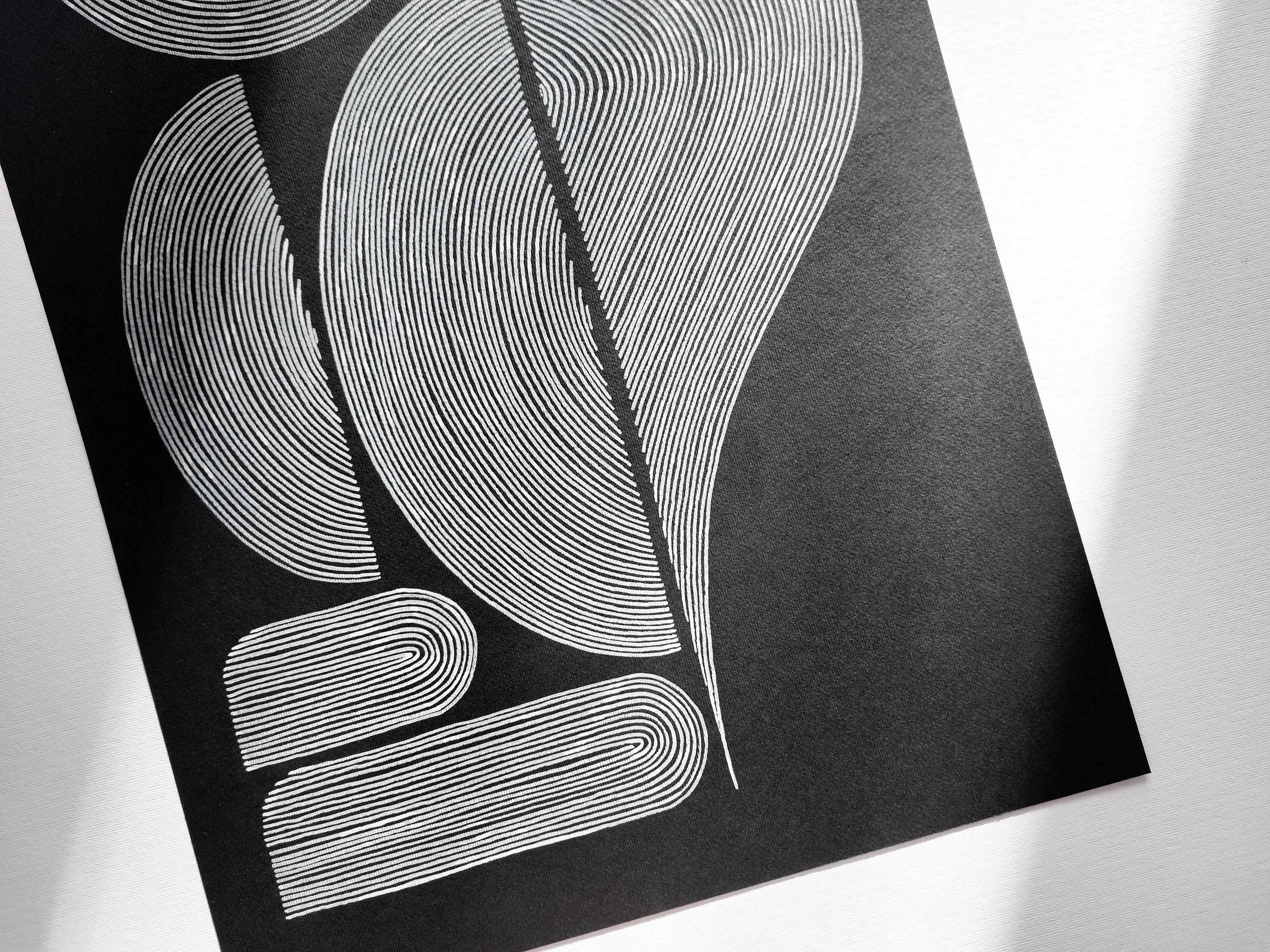 №11 Black and white geometric abstract line shapes artwork for New home gift UNFRAMED