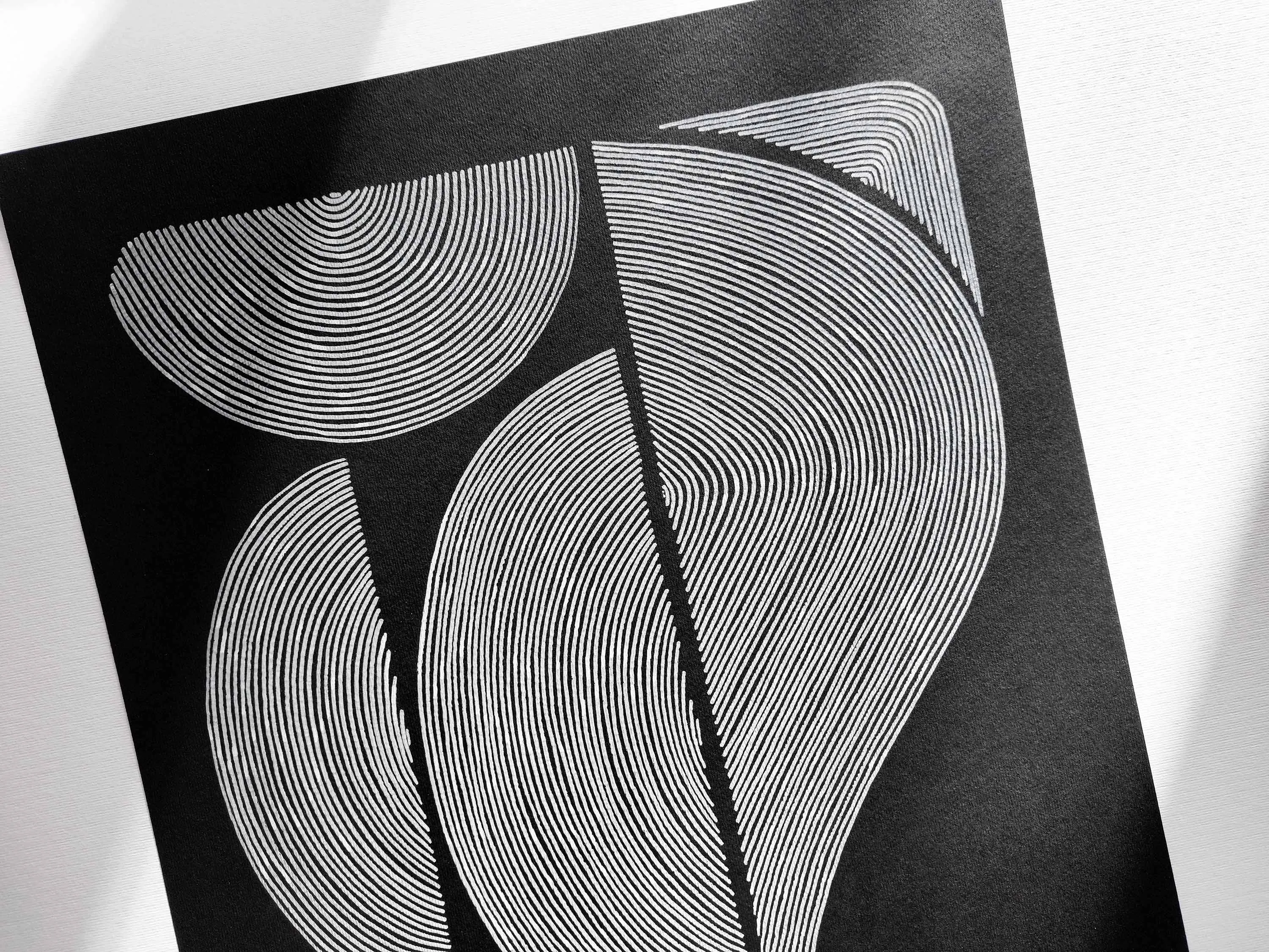 №11 Black and white geometric abstract line shapes artwork for New home gift UNFRAMED