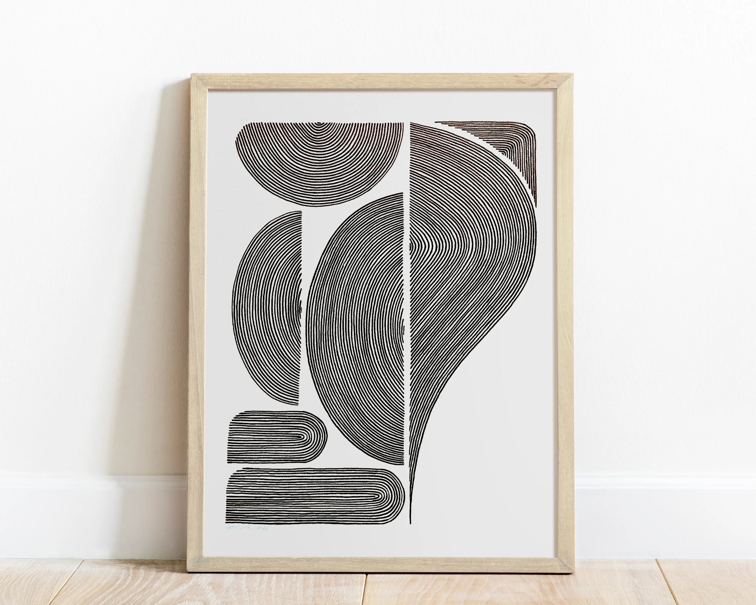 №11 Black and white geometric abstract line shapes artwork for New home gift UNFRAMED