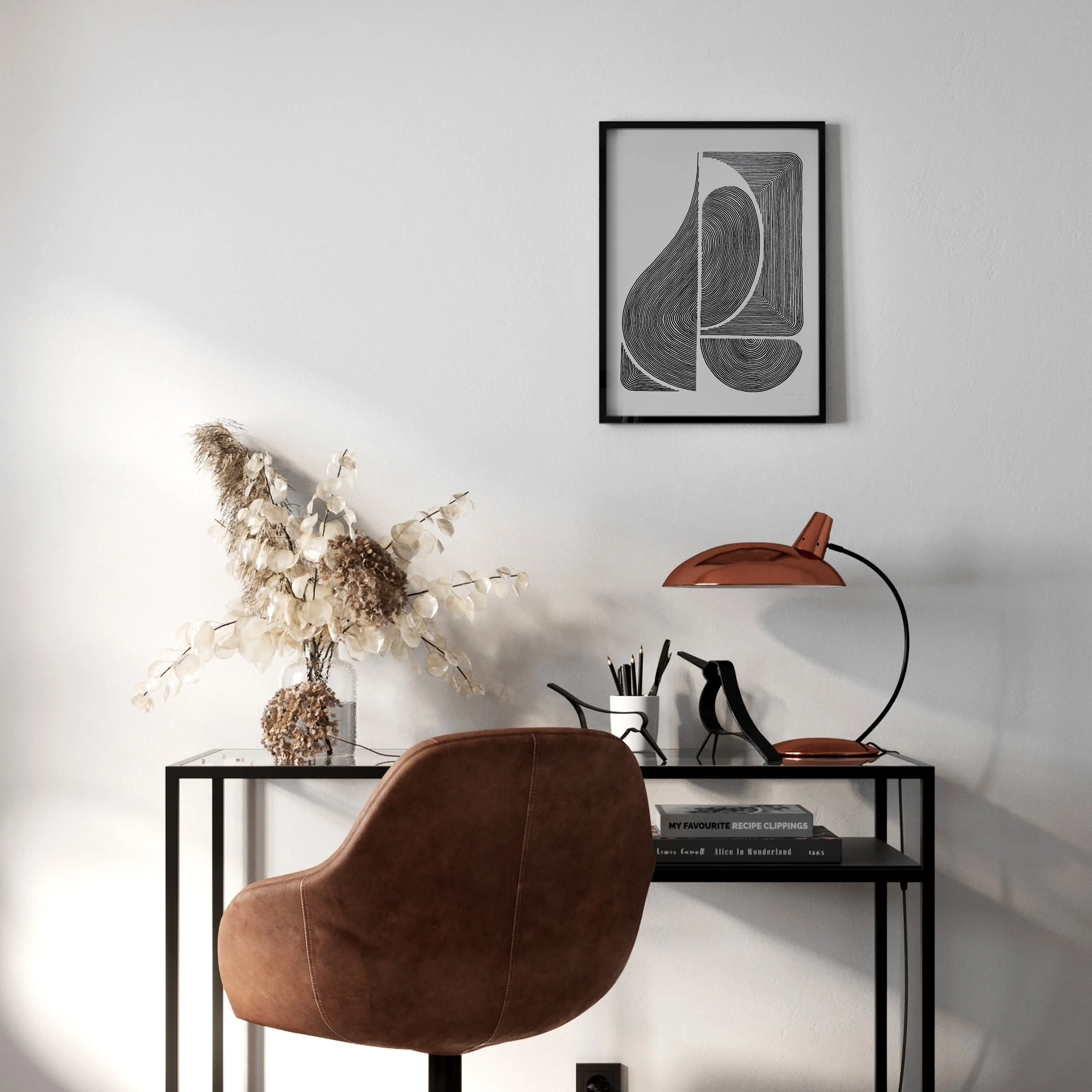 №12 White and black geometric abstract line shapes artwork for New home gift UNFRAMED