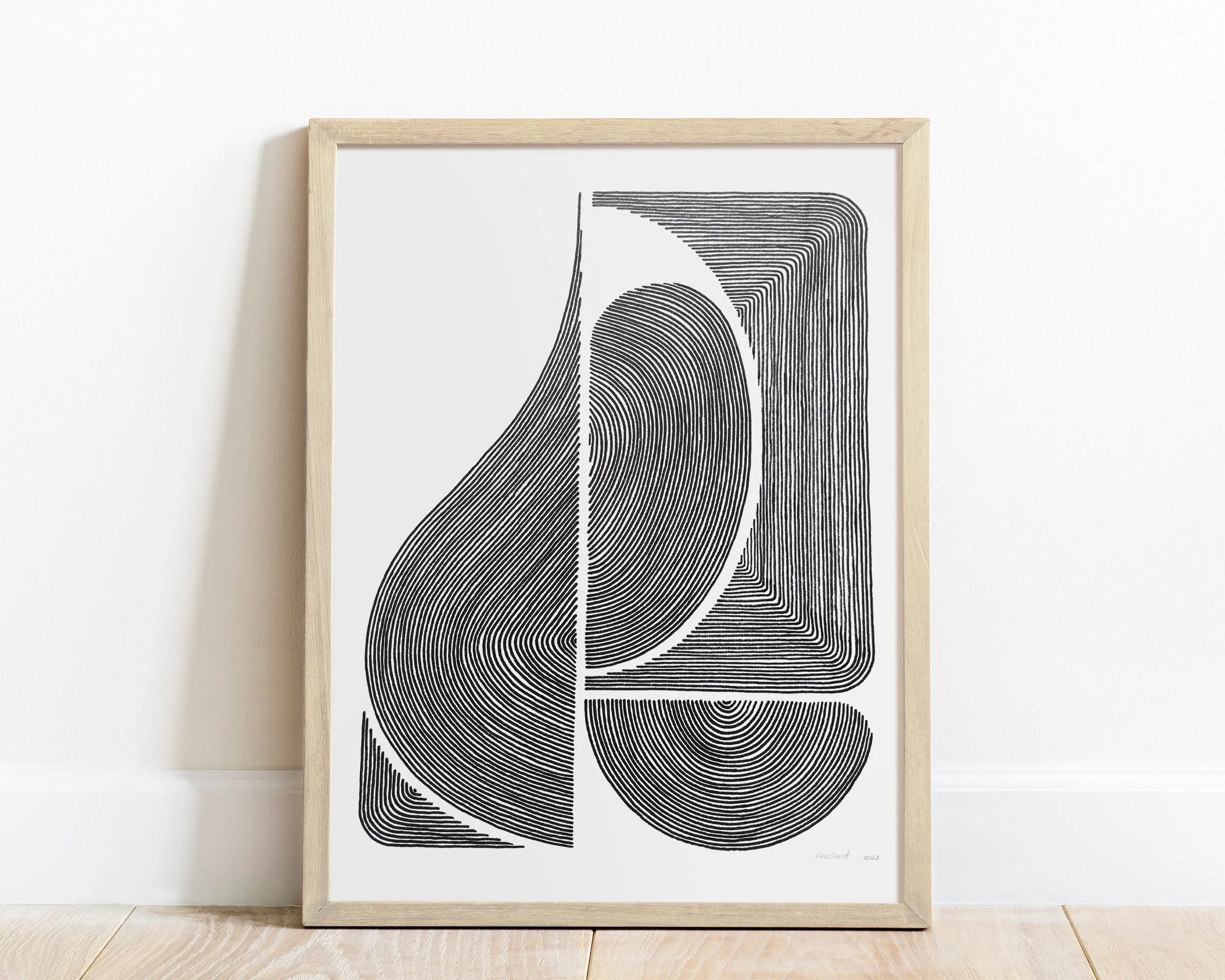 №12 White and black geometric abstract line shapes artwork for New home gift UNFRAMED