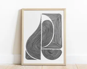 №12 White and black geometric abstract line shapes artwork for New home gift UNFRAMED