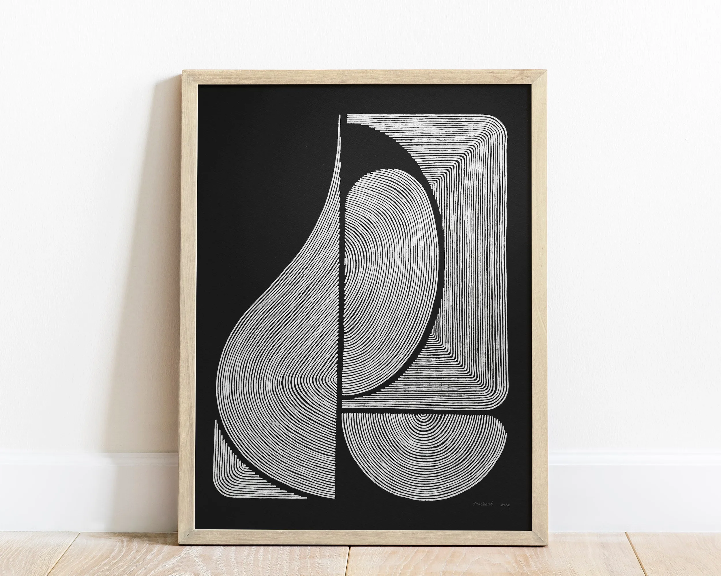 №12 White and black geometric abstract line shapes artwork for New home gift UNFRAMED