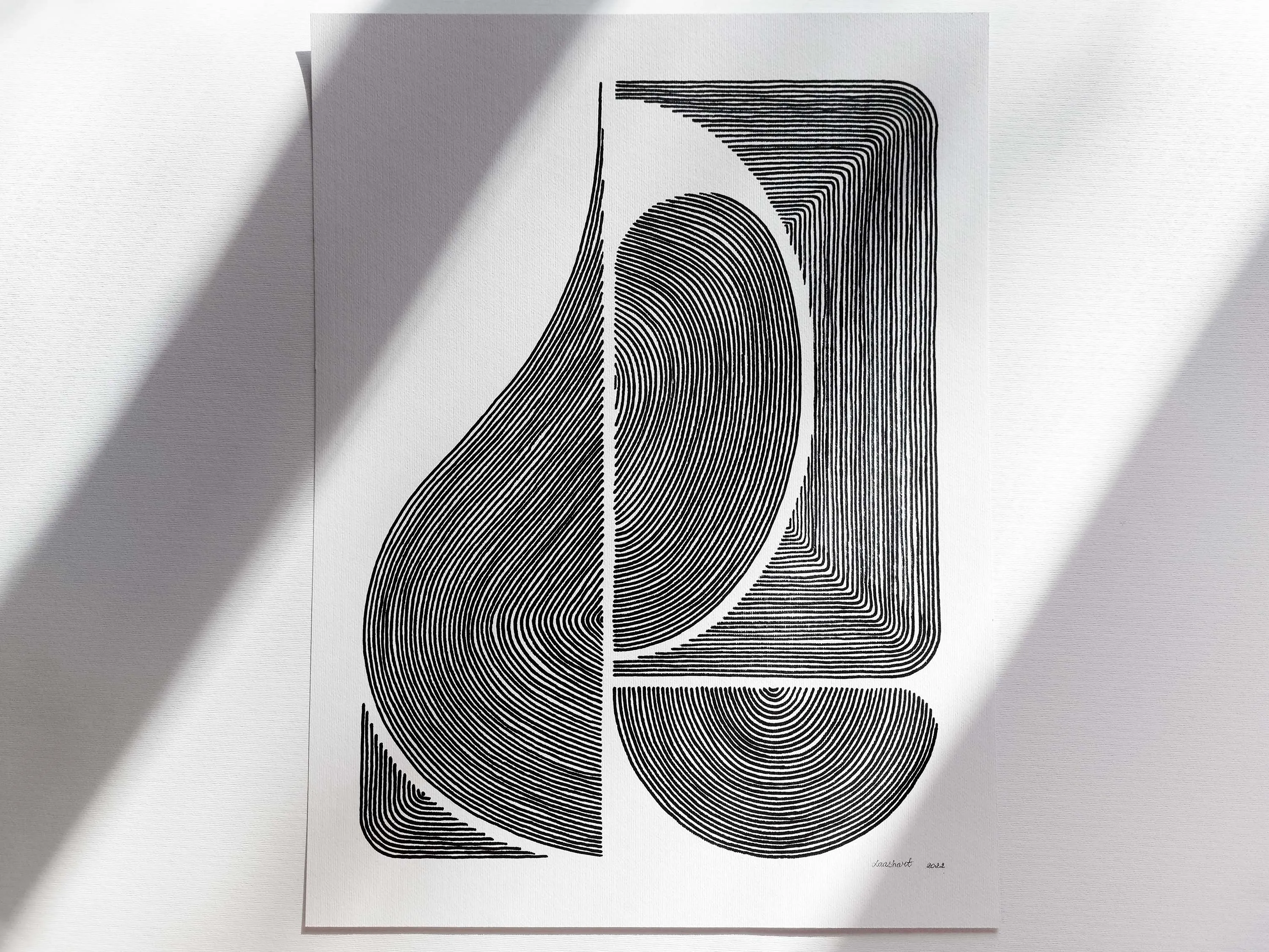 №12 White and black geometric abstract line shapes artwork for New home gift UNFRAMED