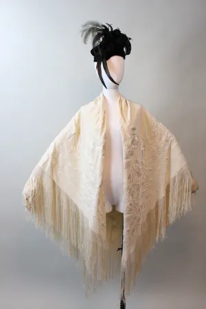 1920s CREAM flowers silk PIANO embroidered floral silk scarf | new fall 1920s CREAM flowers silk PIANO embroidered floral silk scarf | new fall