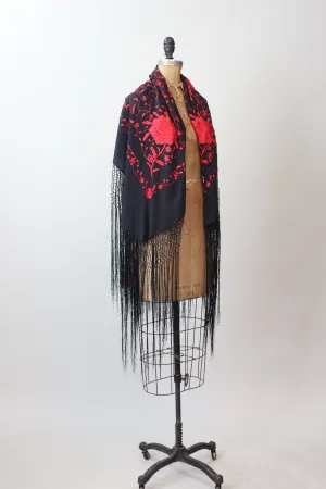 1940s RED ROSES silk piano embroidered floral silk scarf | new spring 1940s RED ROSES silk piano embroidered floral silk scarf | new spring