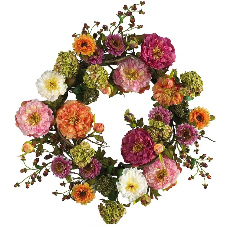 24" Faux Peony Wreath