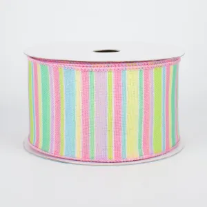 2.5" Multi-Colored Horizontal Stripe Ribbon: Pastel (10 Yards)