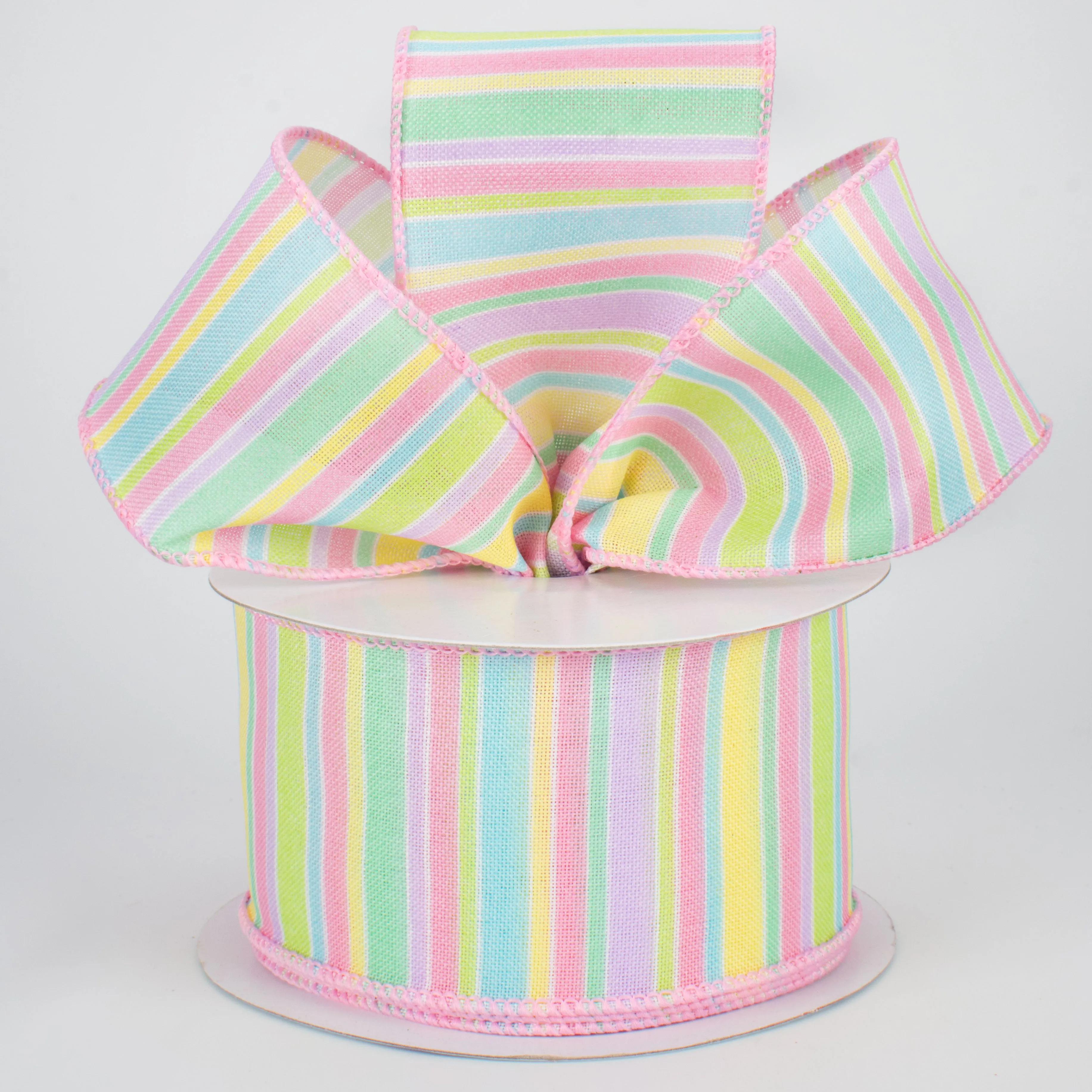 2.5" Multi-Colored Horizontal Stripe Ribbon: Pastel (10 Yards)