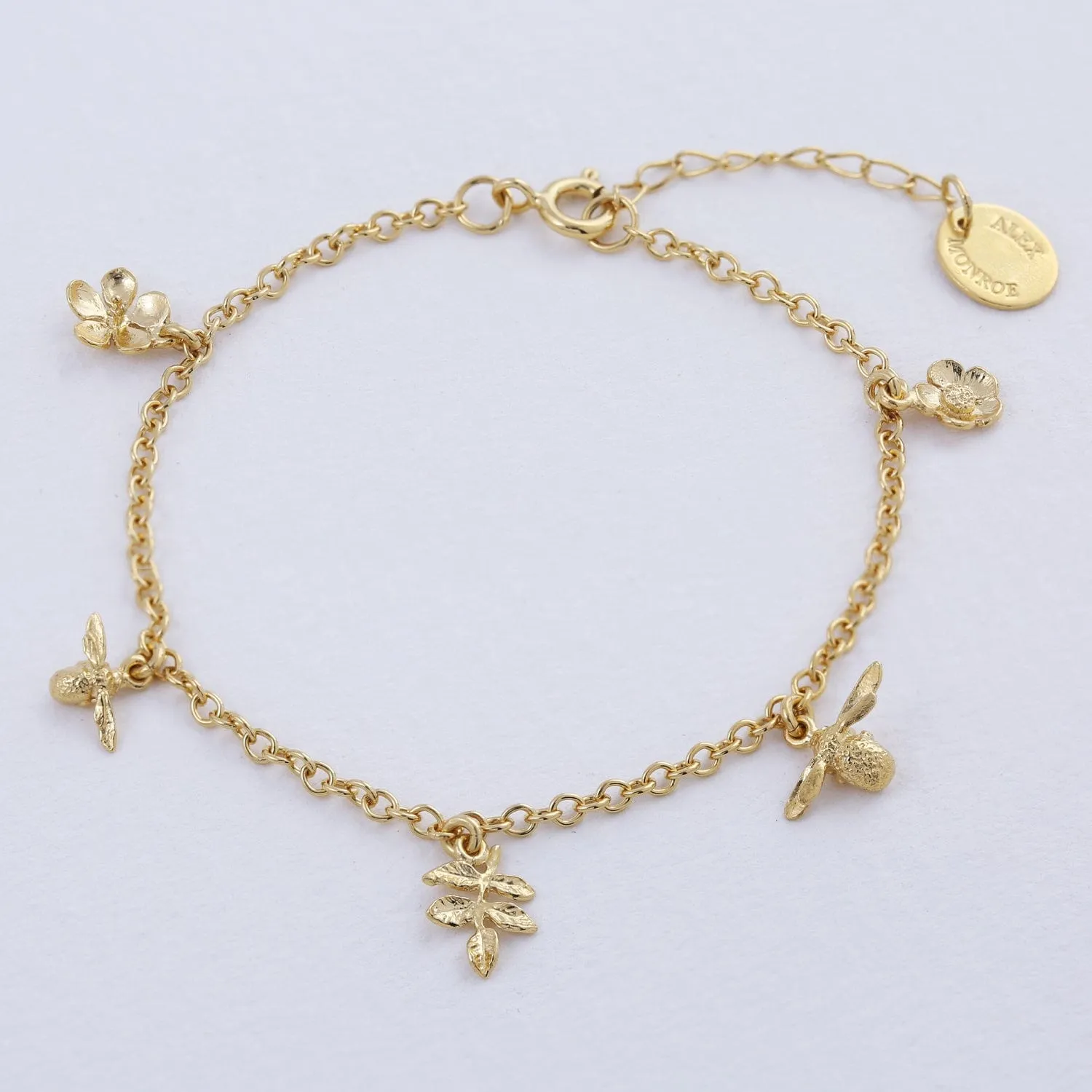 Alex Monroe Garden Gathering Charm Bracelet in Gold