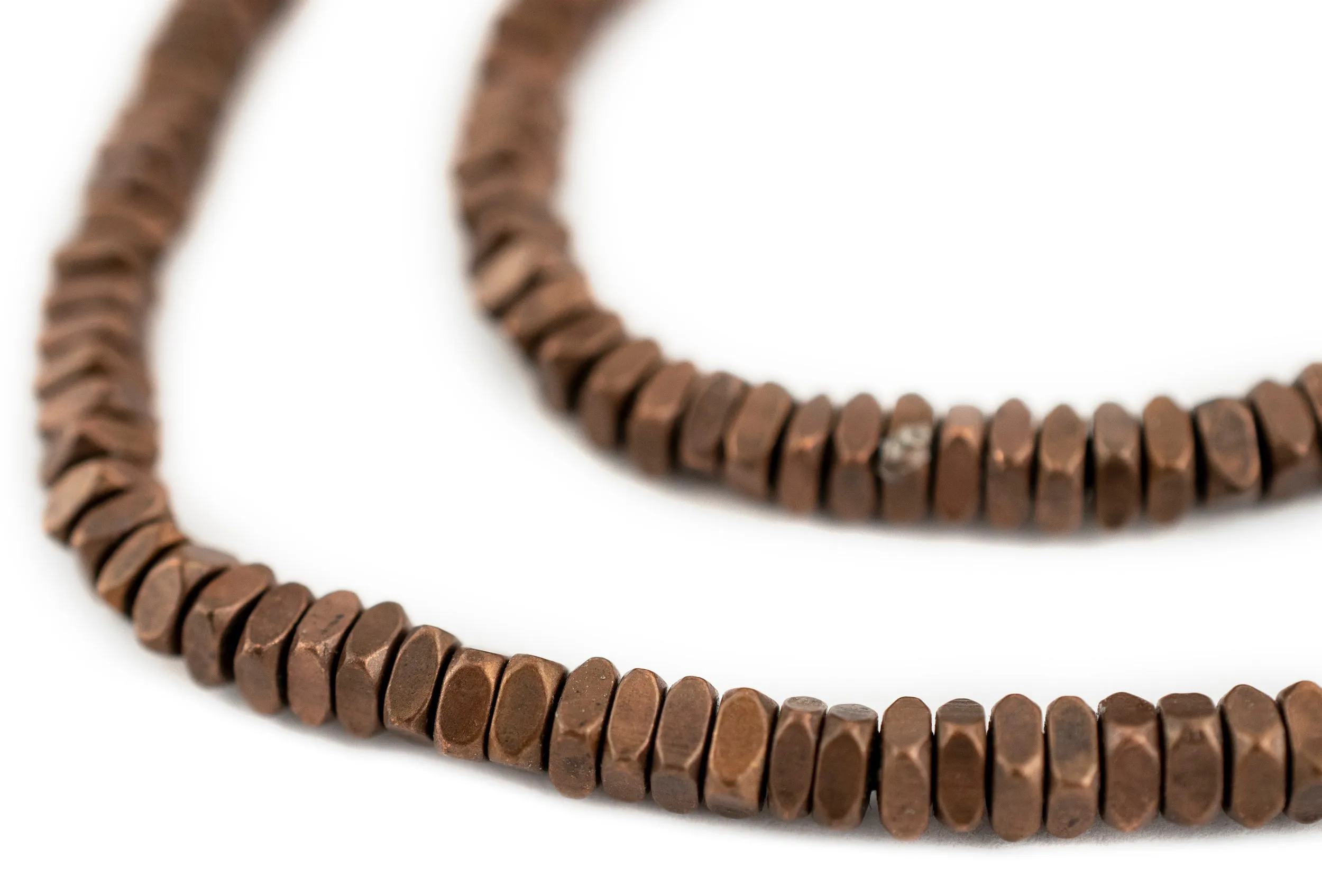 Antiqued Copper Faceted Square Beads (4mm)