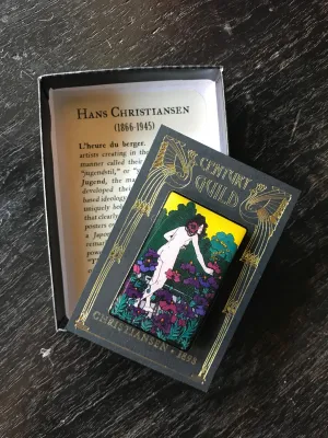 Art Nouveau Enamel Pin [Hans Christiansen - The Hour of the Shepherd]