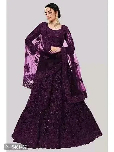 Attractive Semi Stitched Net embroidered premium lehenga choli for women