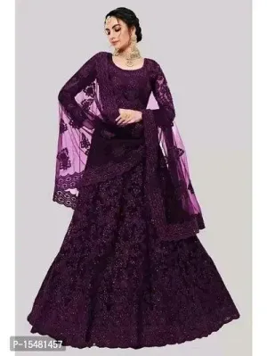 Attractive Semi Stitched Net embroidered premium lehenga choli for women