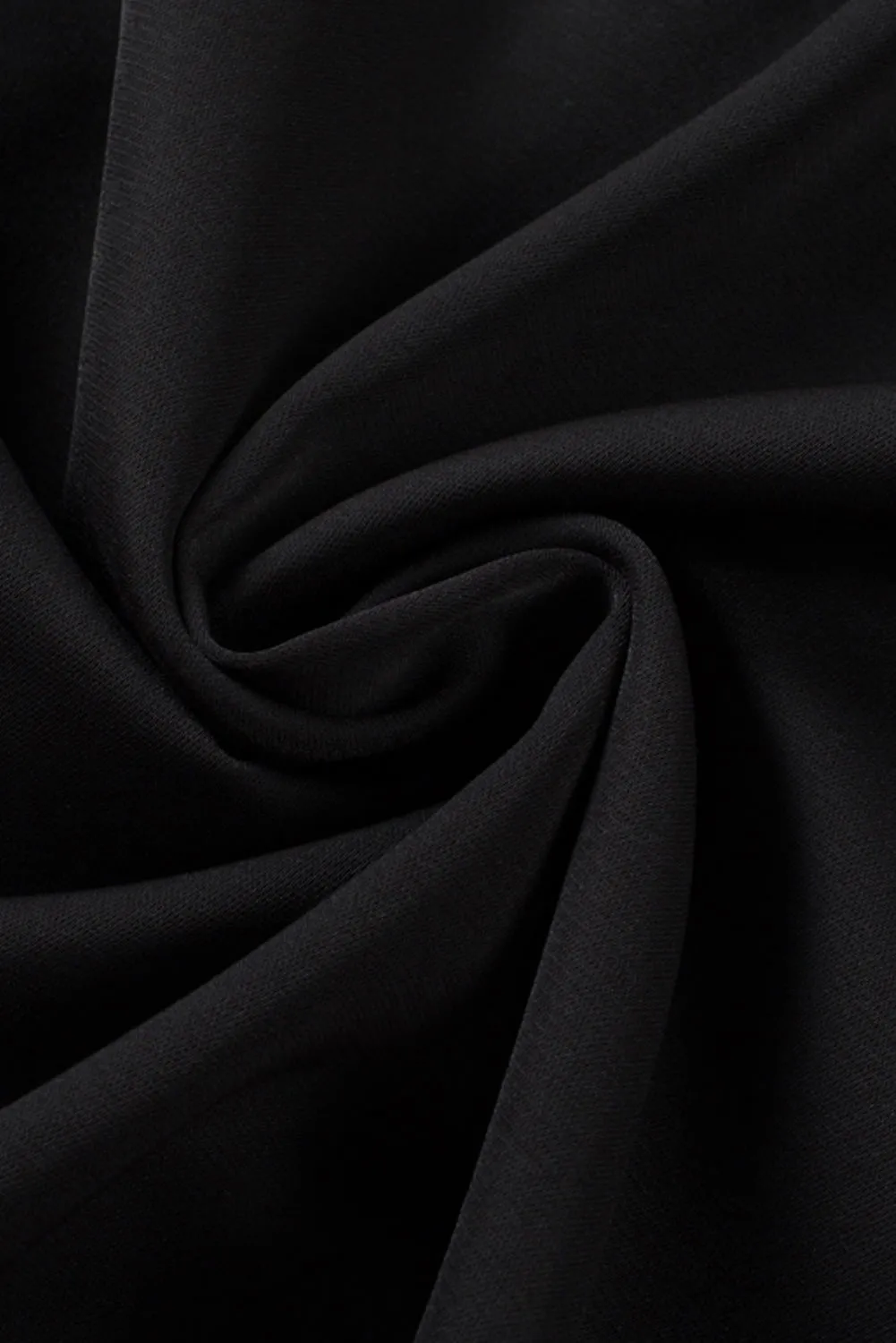 Black Keyhole Crew Neck Pleated Plus Size Top