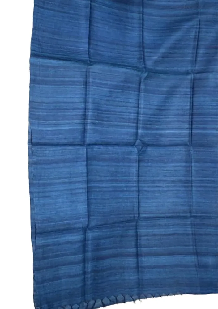 Blue Bhagalpur Tussar Ghicha Silk Dupatta
