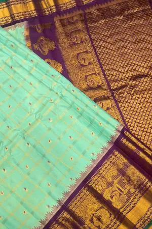 Blue Handloom Gadwal Silk Checks Saree