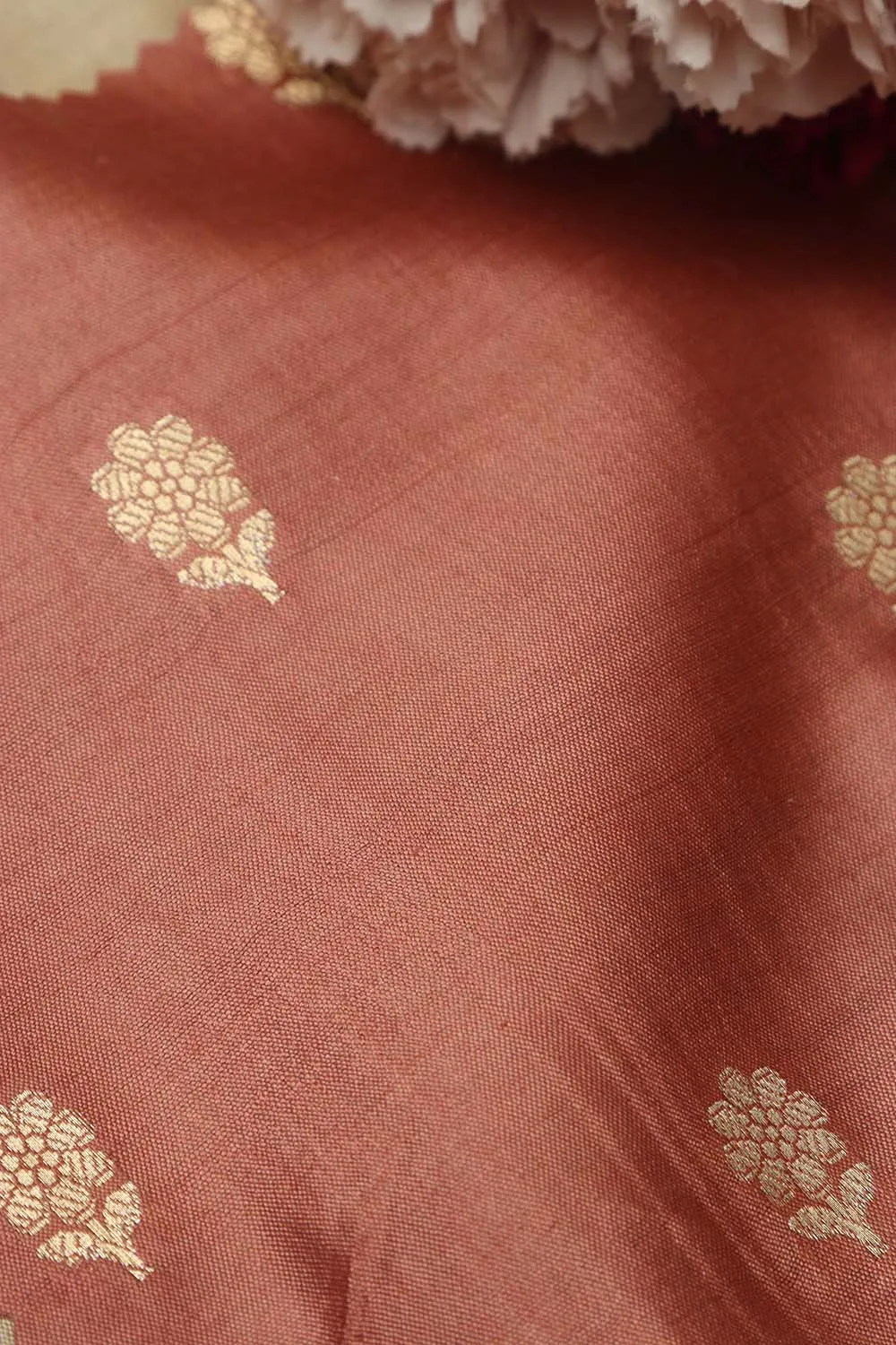 Brown Banarasi Handloom Chiniya Silk Fabric ( 2.5 Mtr )