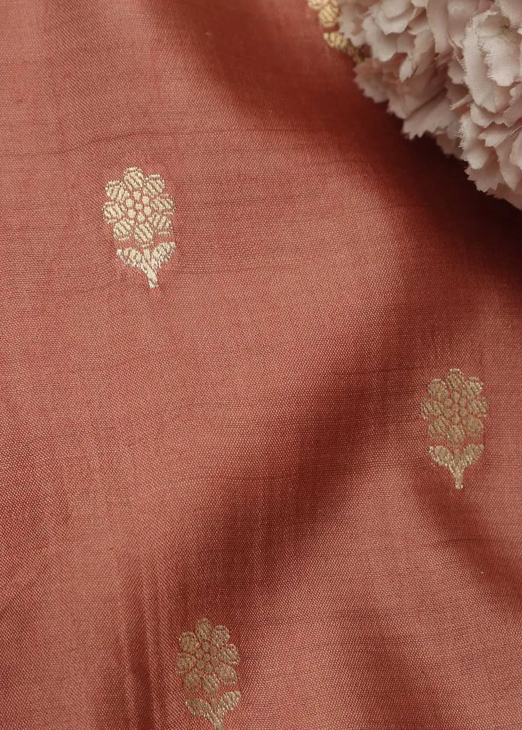 Brown Banarasi Handloom Chiniya Silk Fabric ( 2.5 Mtr )