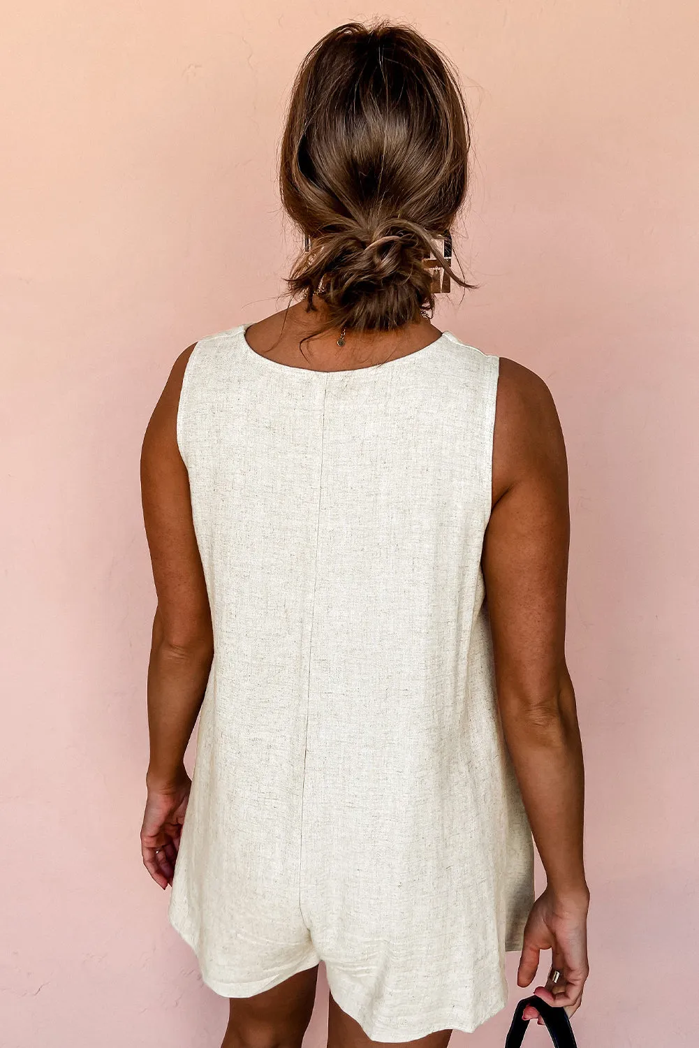Button-Up Linen Romper