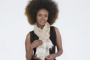 Carmel by SOSH - Handwoven Cotton Scarf, Color Dark Beige Carmel by SOSH - Handwoven Cotton Scarf, Color Dark Beige