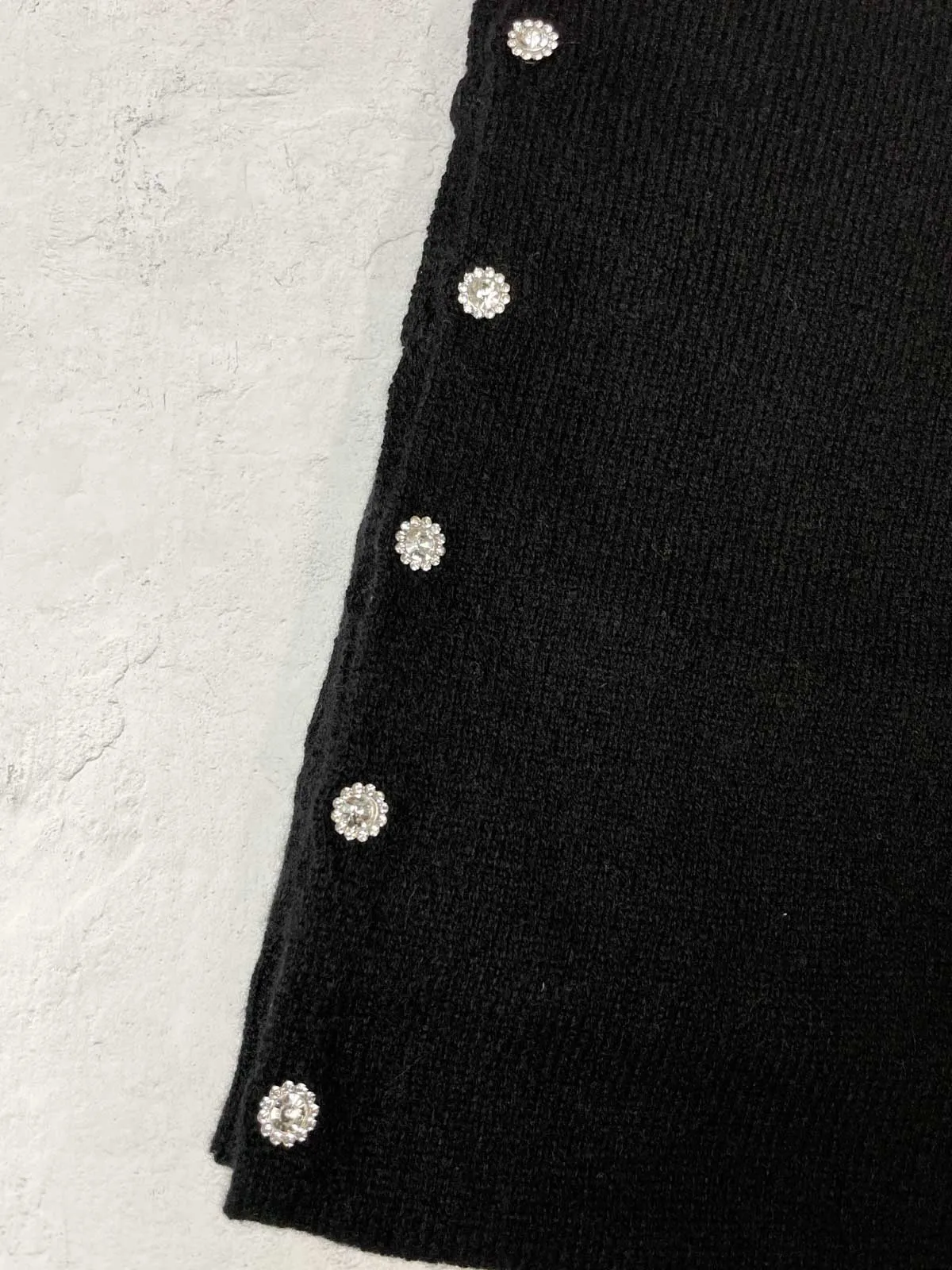 Cashmere Rhinestone Beaded Trim Topper, Ebony