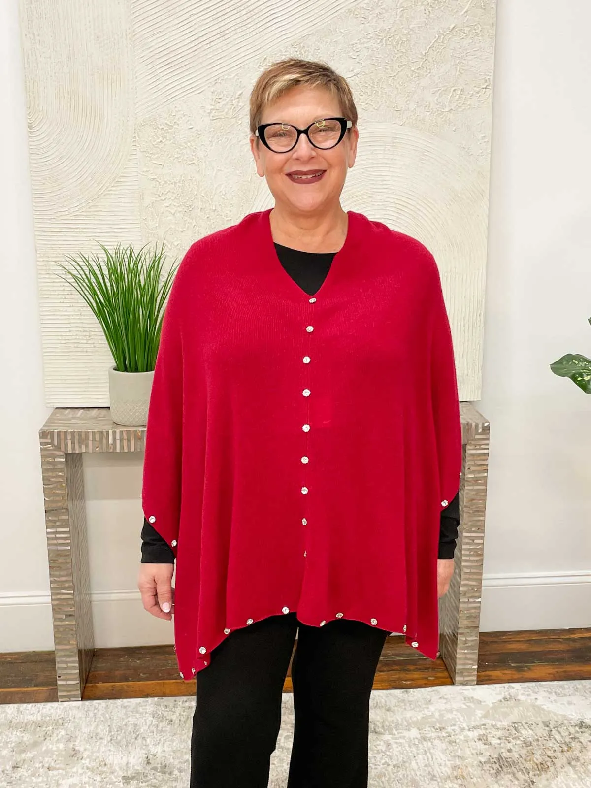 Cashmere Rhinestone Beaded Trim Topper, Ebony