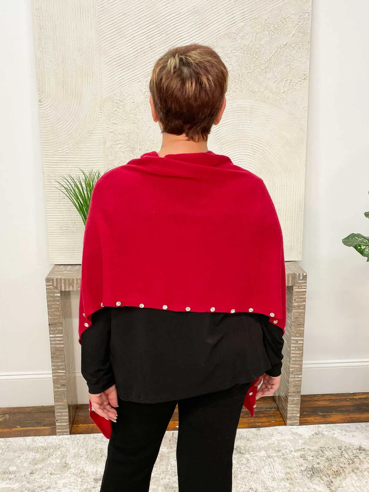 Cashmere Rhinestone Beaded Trim Topper, Ebony
