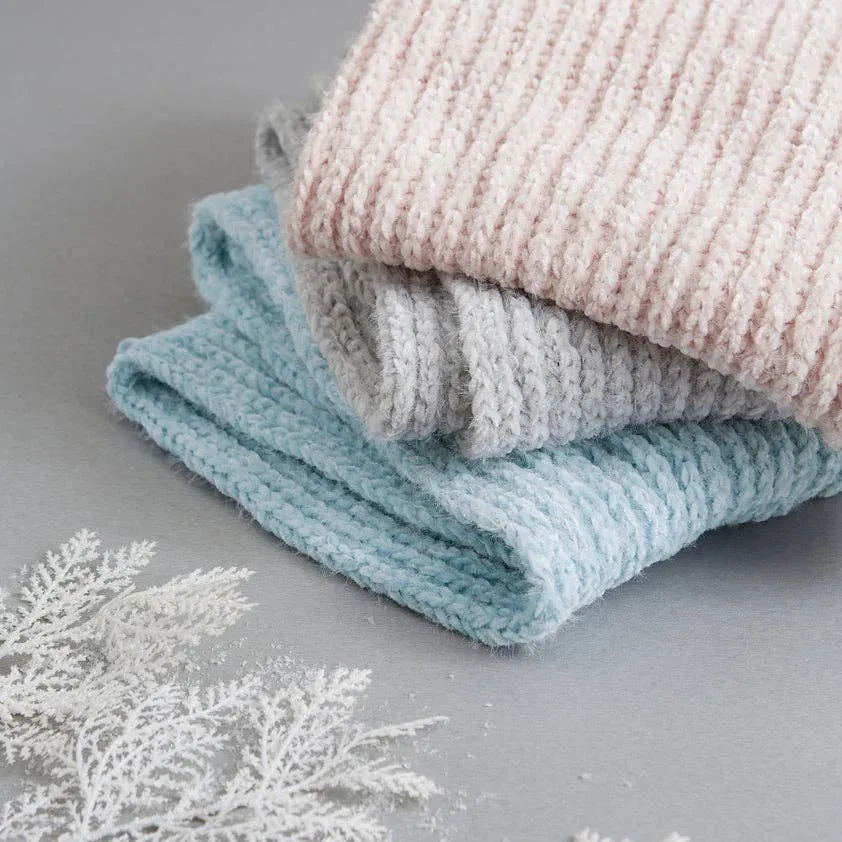 Chenille Knit Scarf - Gray