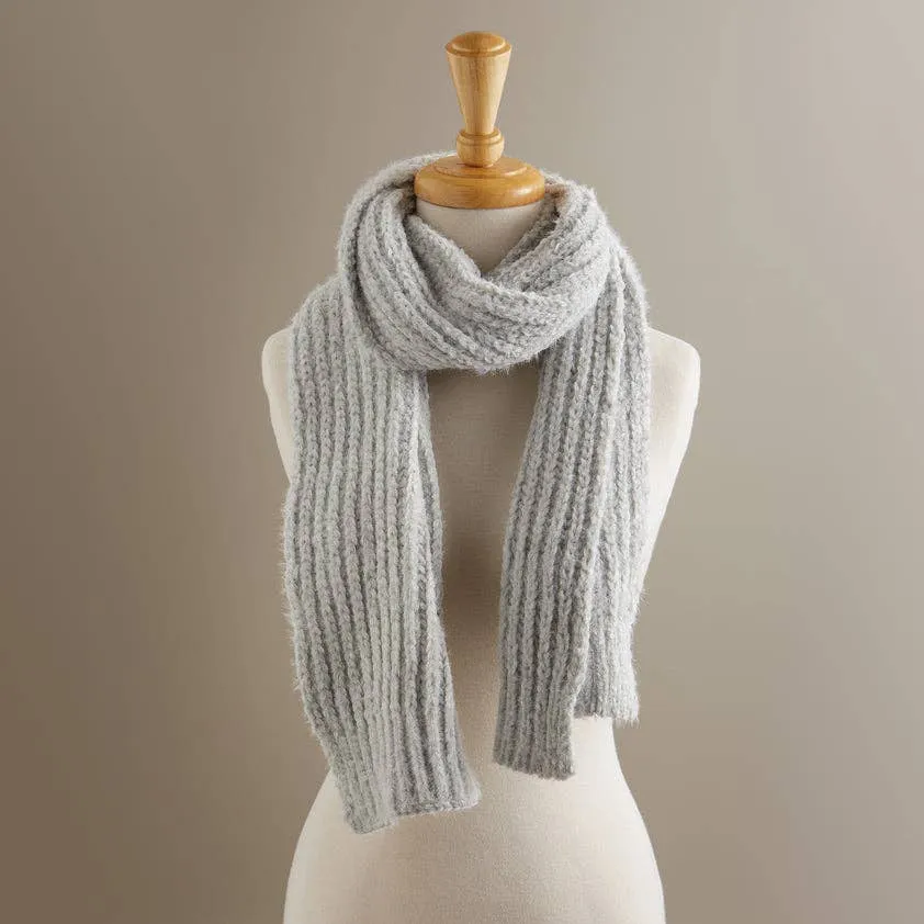 Chenille Knit Scarf - Gray