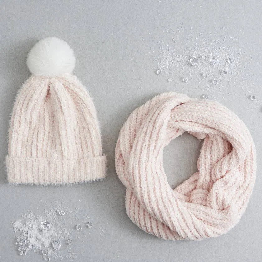 Chenille Knit Scarf - Pink