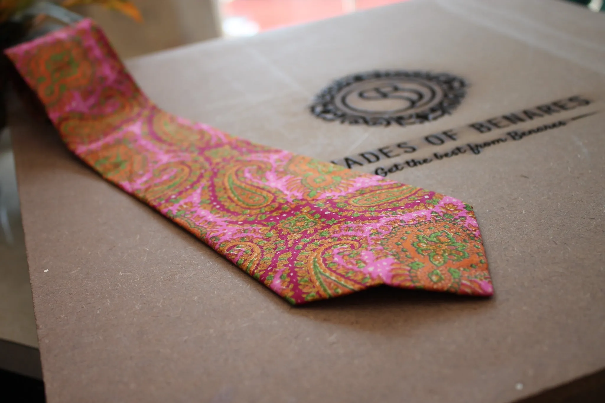 Chic Banarasi Silk Neck Tie in Pink