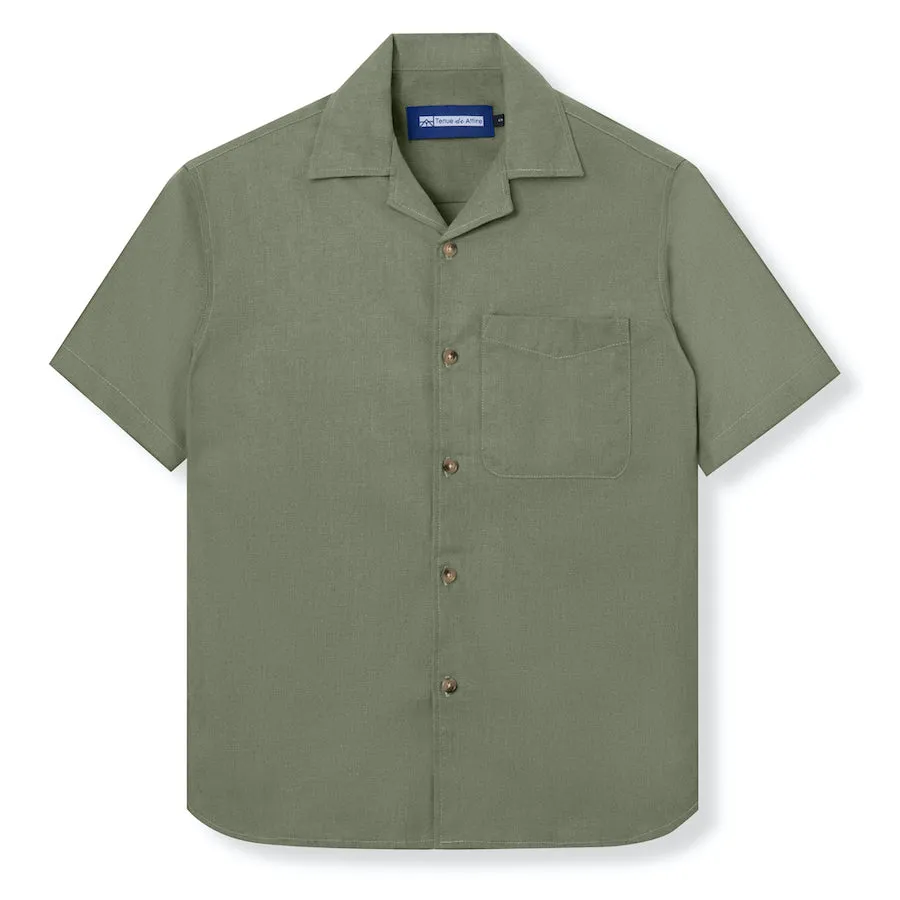Day to day Linen Camp Collar - Olive