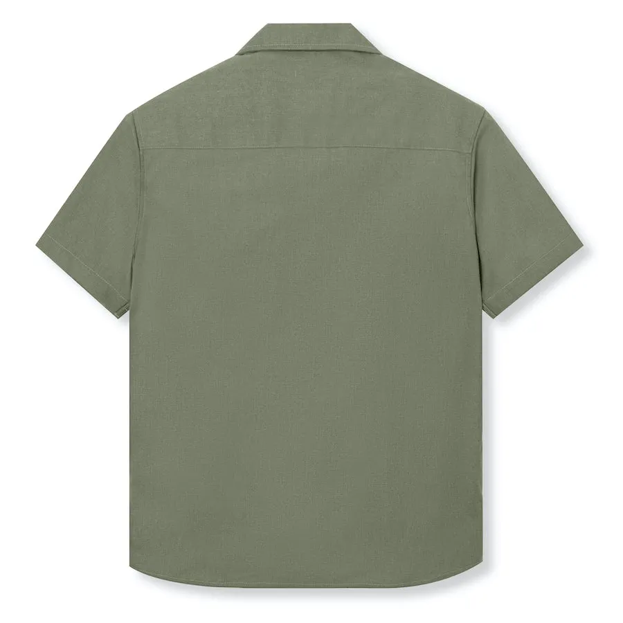 Day to day Linen Camp Collar - Olive