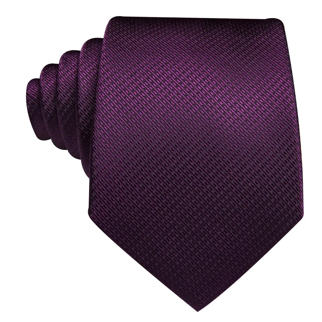 Deep Purple Geometric Tie, Pocket Square, and Cufflinks Set