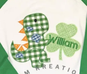 Dinosaur Shamrock Applique *Design Only*