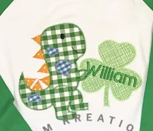 Dinosaur Shamrock Applique *Design Only*