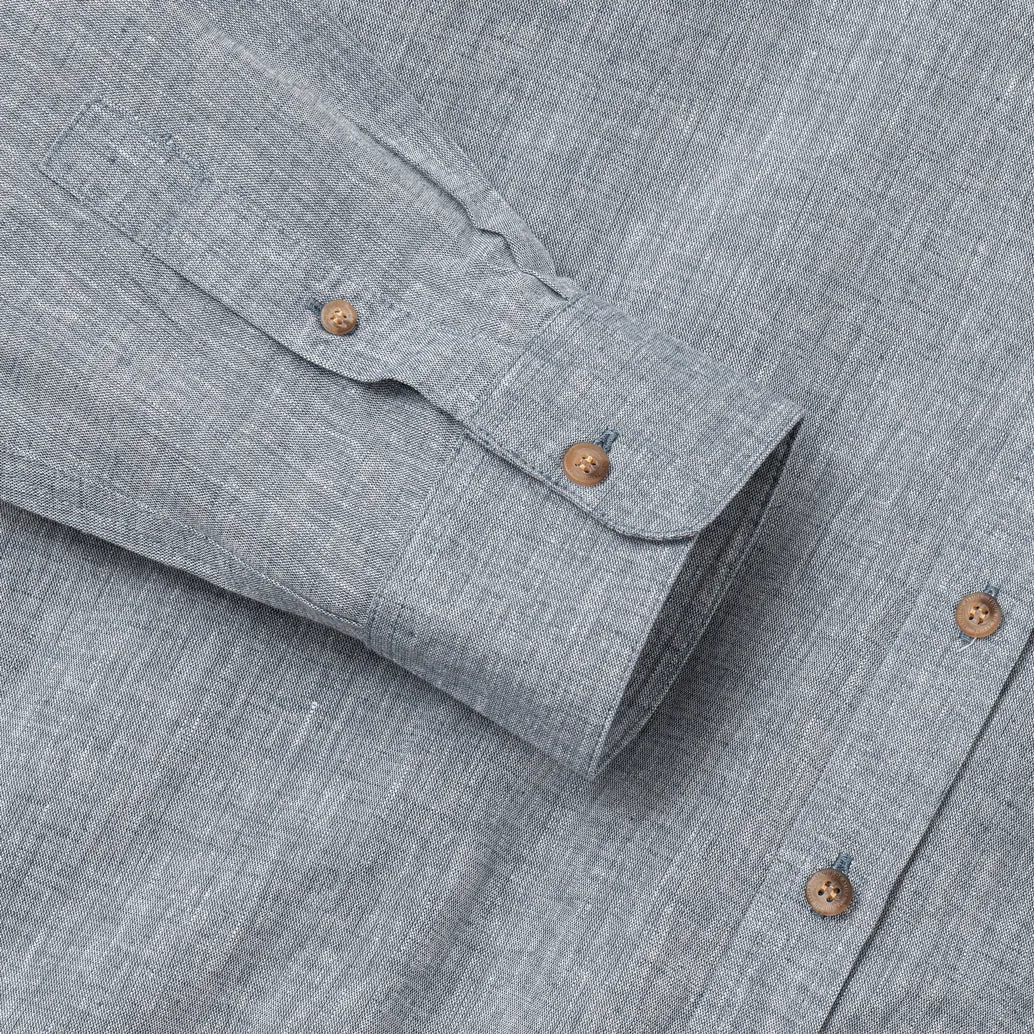 DTD Linen Band Collar Long Sleeve - Grey