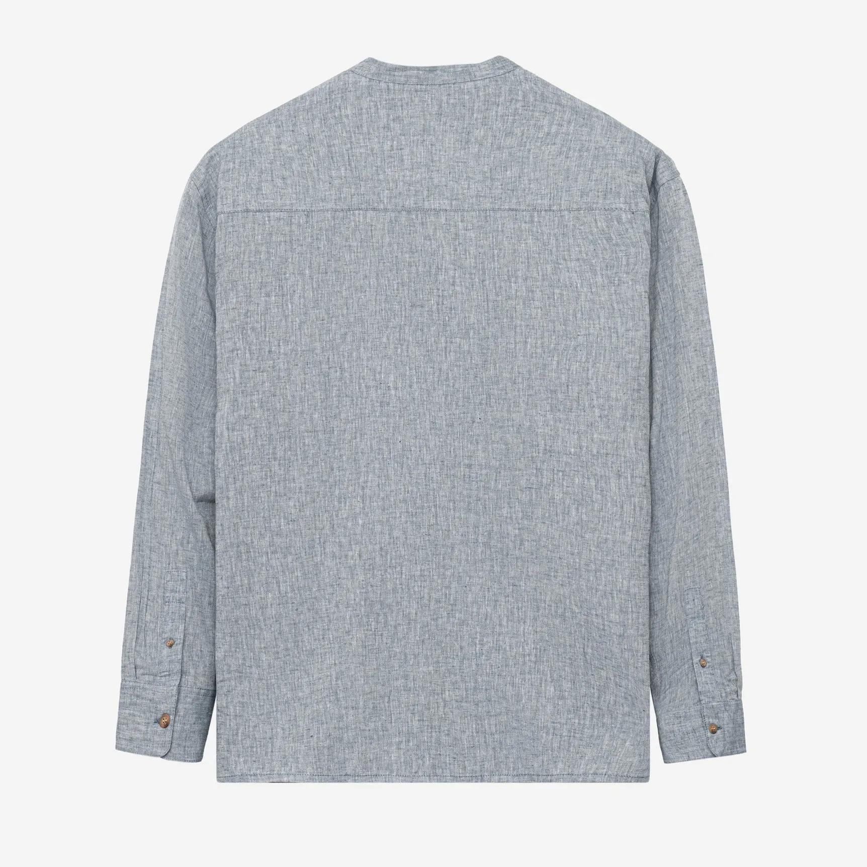 DTD Linen Band Collar Long Sleeve - Grey
