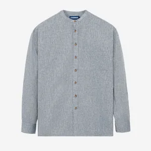 DTD Linen Band Collar Long Sleeve - Grey DTD Linen Band Collar Long Sleeve - Grey