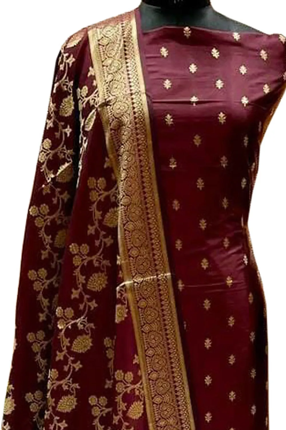 Elegant Maroon Banarasi Silk Suit: A Timeless Classic