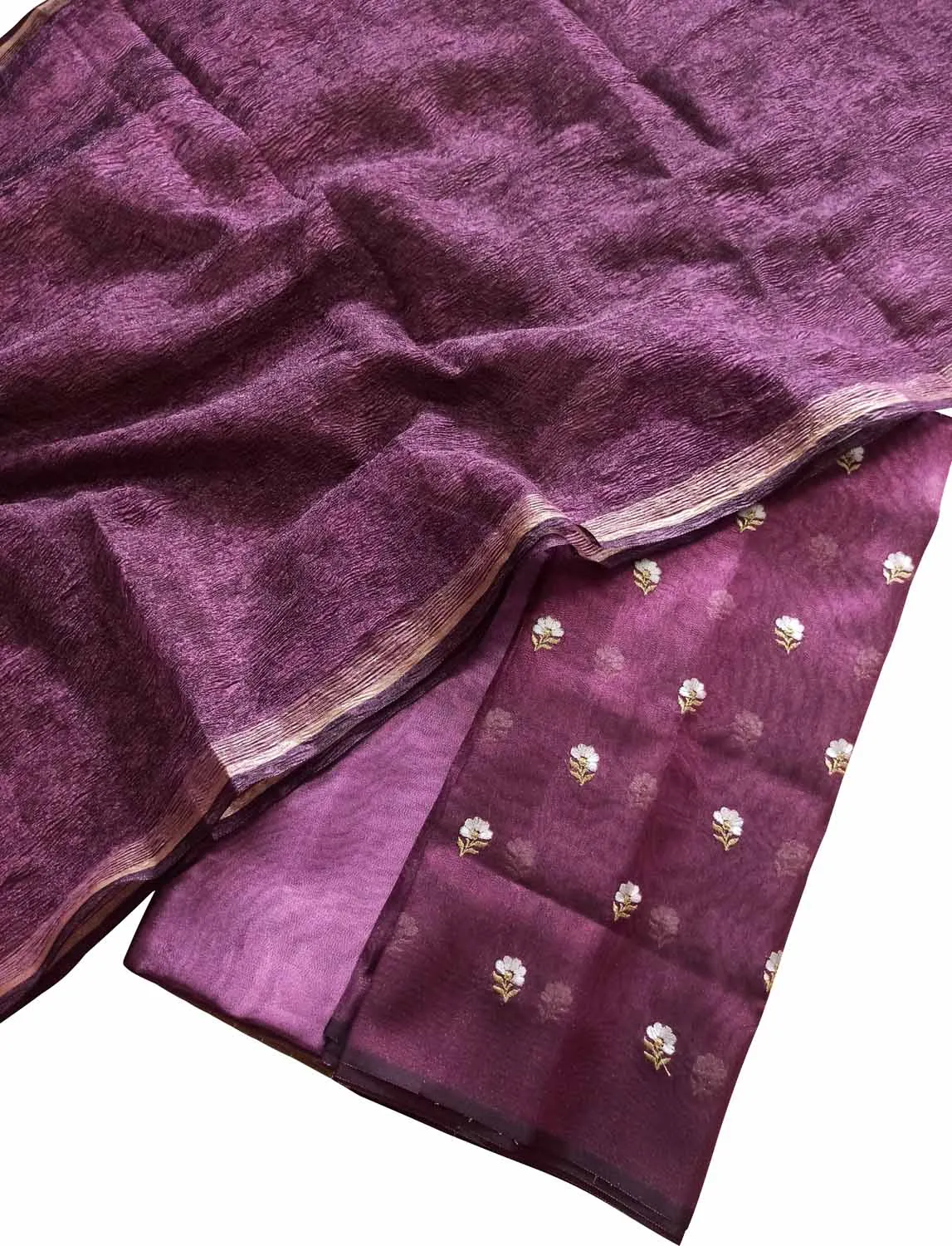 Elegant Purple Silk Suit Set with Exquisite Embroidery