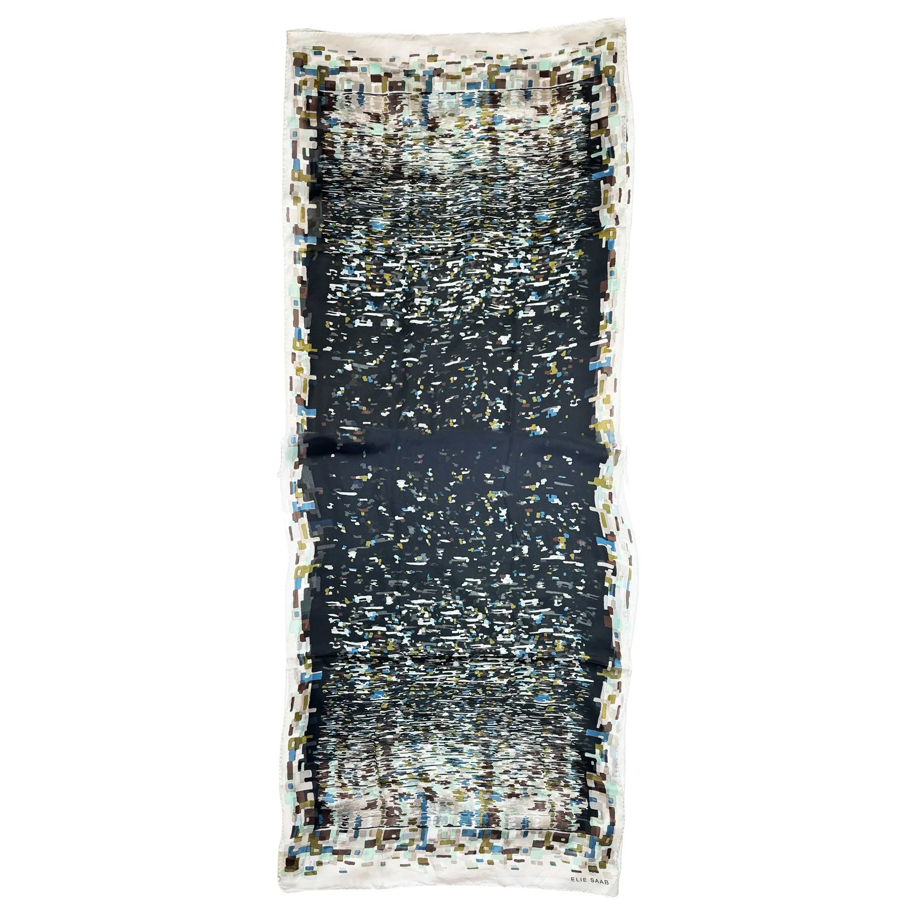 Elie Saab Scarf Gray Blue Taupe Abstract Water Colors - Chiffon Silk Shawl SALE