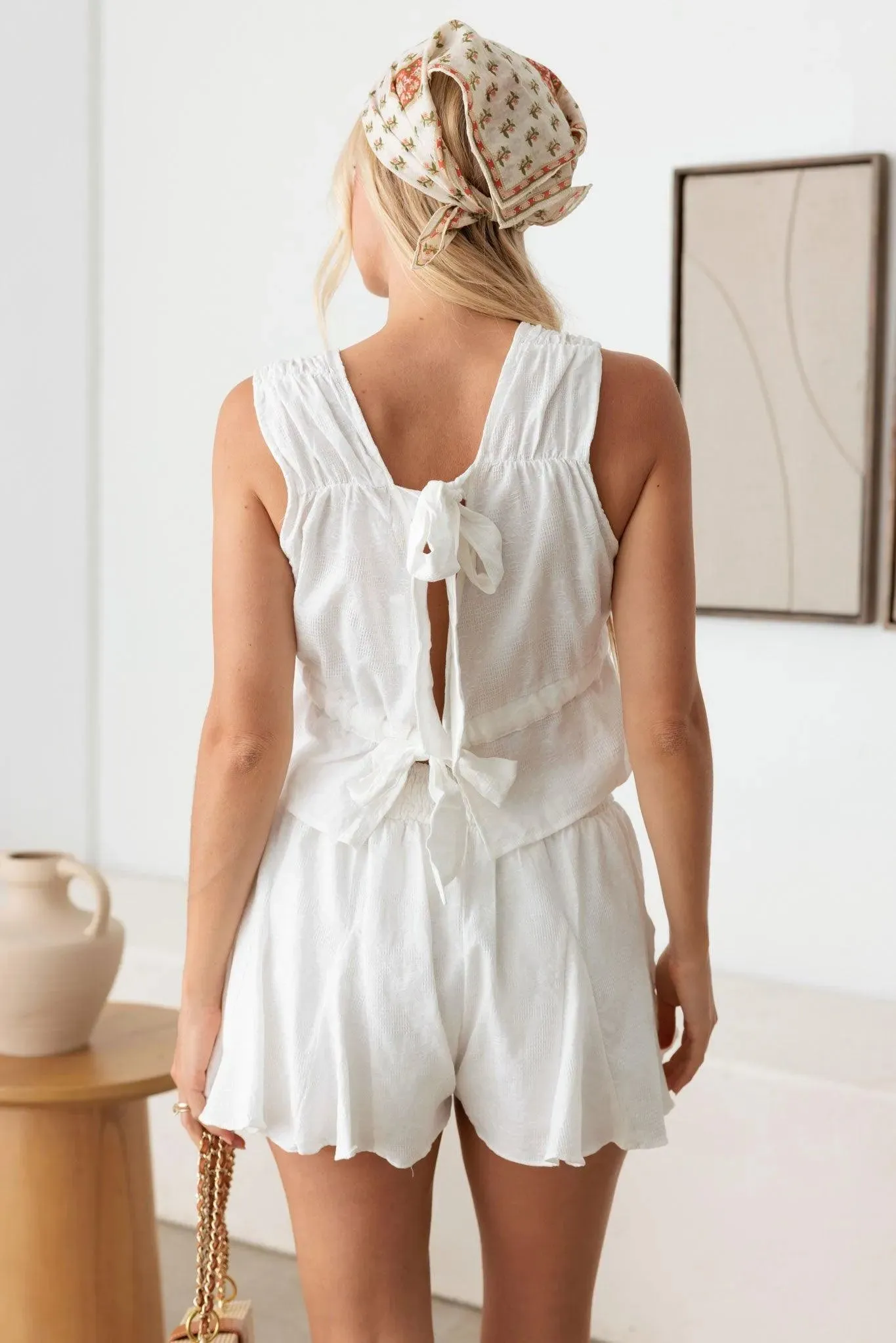 Embroidered Boho Back Tie Sleeveless Crop Top